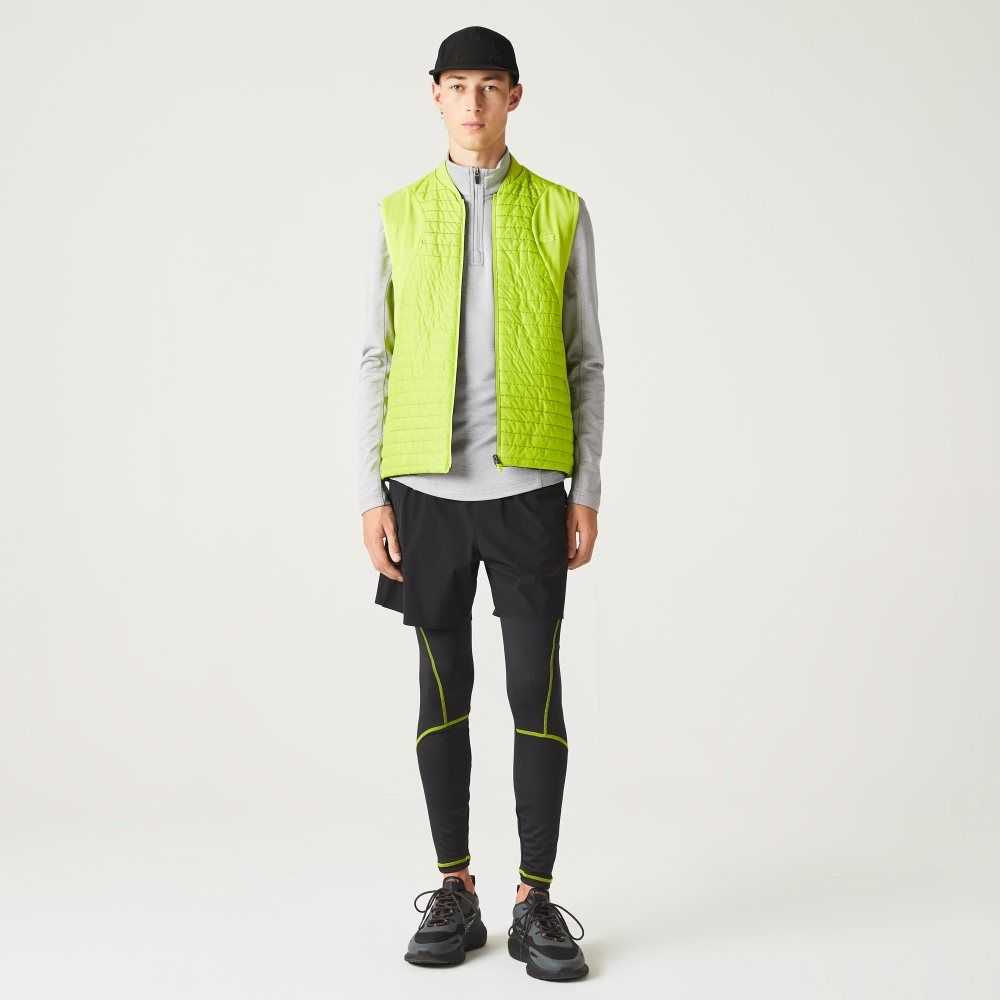 Lacoste SPORT Acolchado Reversible Vest Amarillo Negras | 0263-ZVLCI