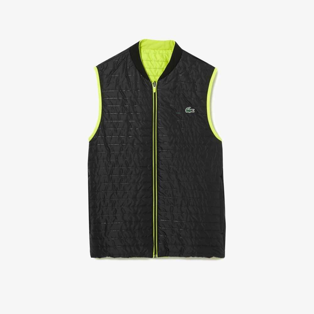 Lacoste SPORT Acolchado Reversible Vest Amarillo Negras | 0263-ZVLCI