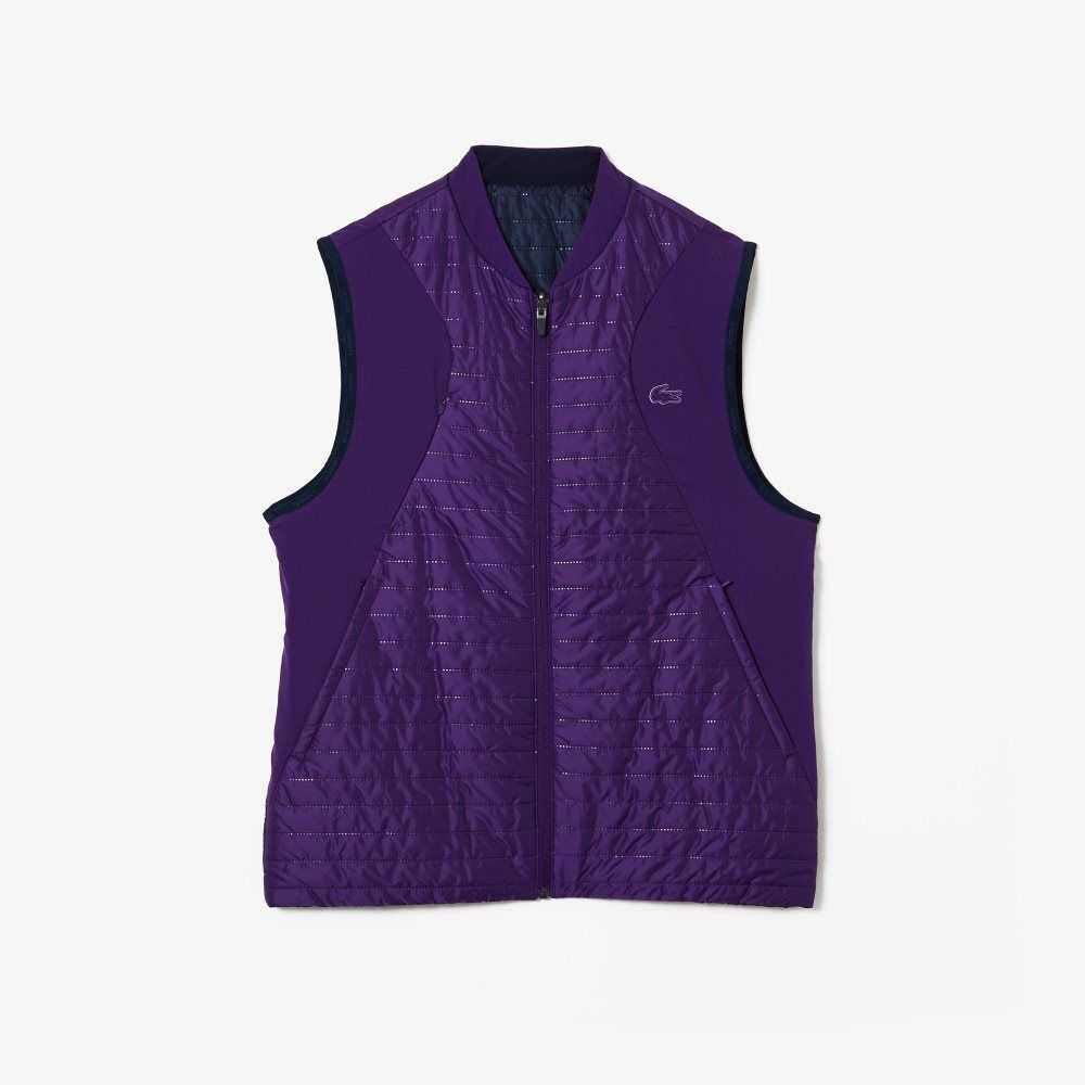 Lacoste SPORT Acolchado Reversible Vest Moradas Azul Marino Azules | 1072-XTYPS