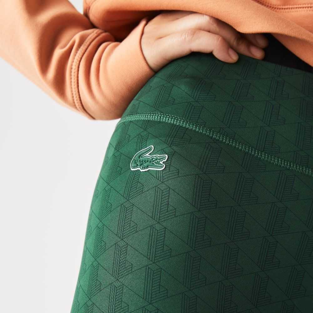 Lacoste SPORT All-Over Print High-Cintura Leggings Verde | 3756-NJVLQ