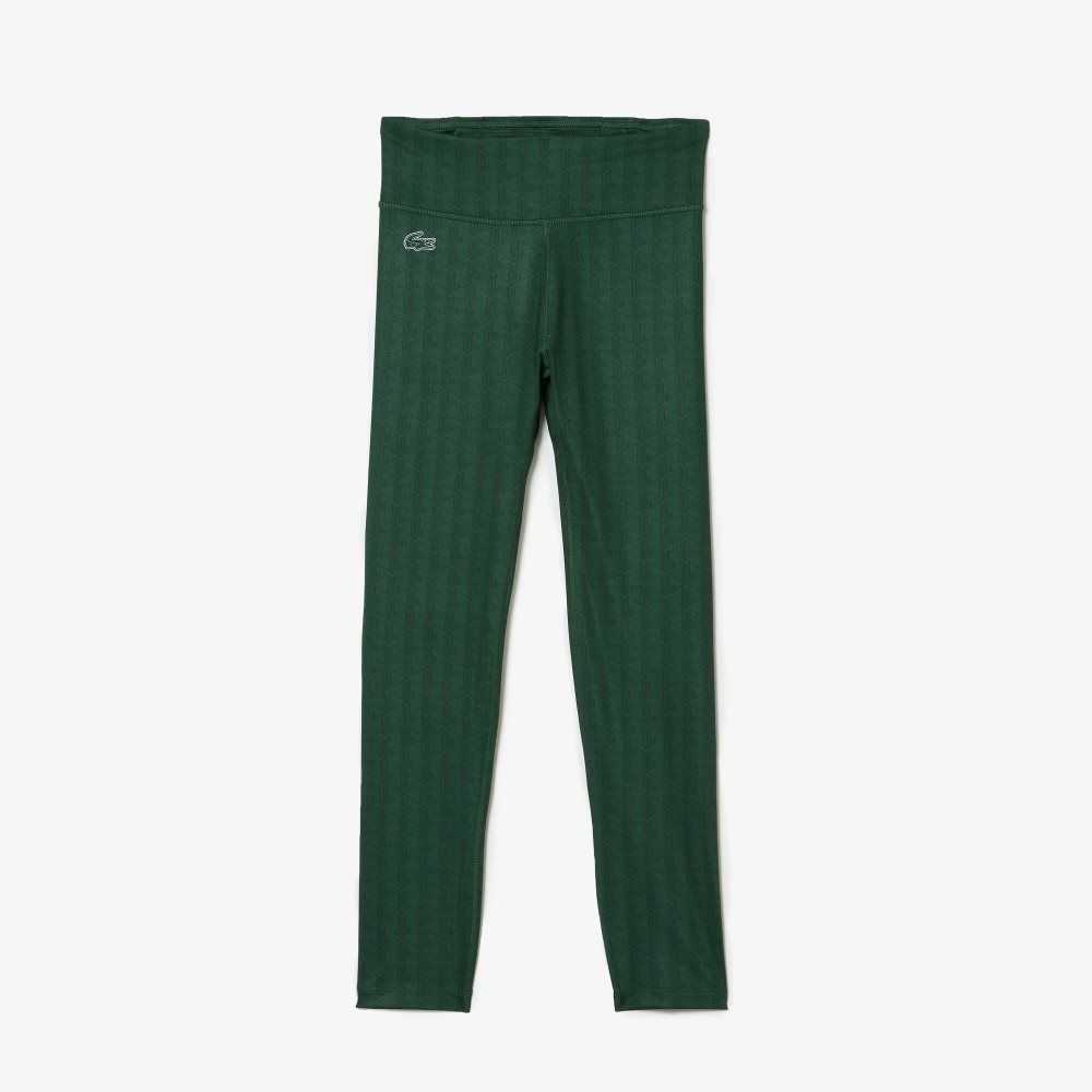 Lacoste SPORT All-Over Print High-Cintura Leggings Verde | 3756-NJVLQ