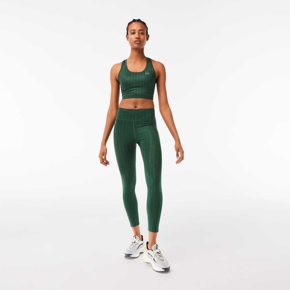 Lacoste SPORT All-Over Print High-Cintura Leggings Verde | 3756-NJVLQ