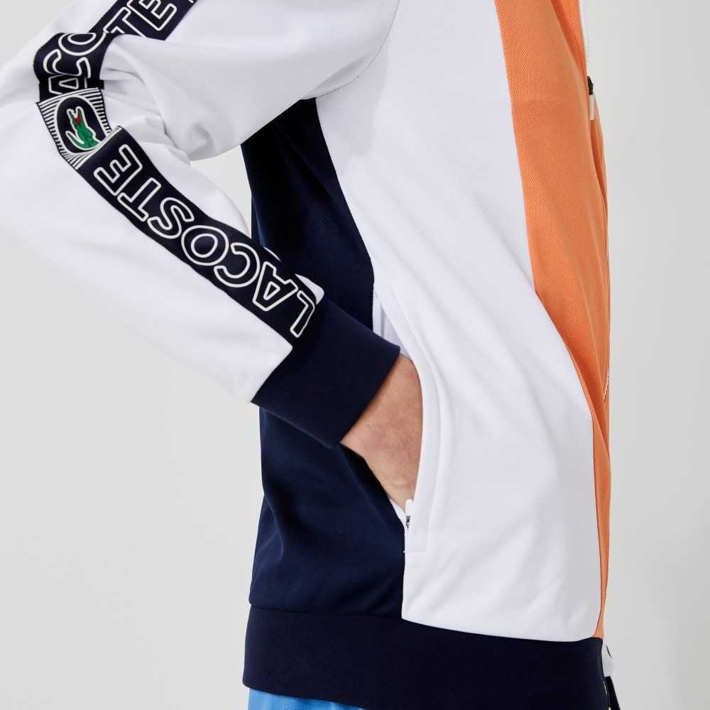 Lacoste SPORT Branded Band Colorblock Zippered Jacket Naranjas Blancas Azul Marino Azules | 4157-EVXJM