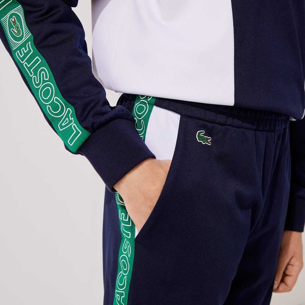 Lacoste SPORT Branded Bands Tracksuit Azul Marino Azules Blancas Verde | 9140-OBDZX