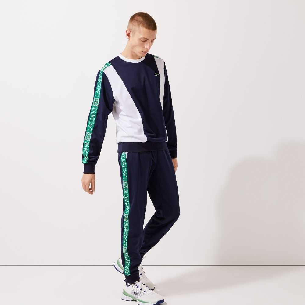 Lacoste SPORT Branded Bands Tracksuit Azul Marino Azules Blancas Verde | 9140-OBDZX