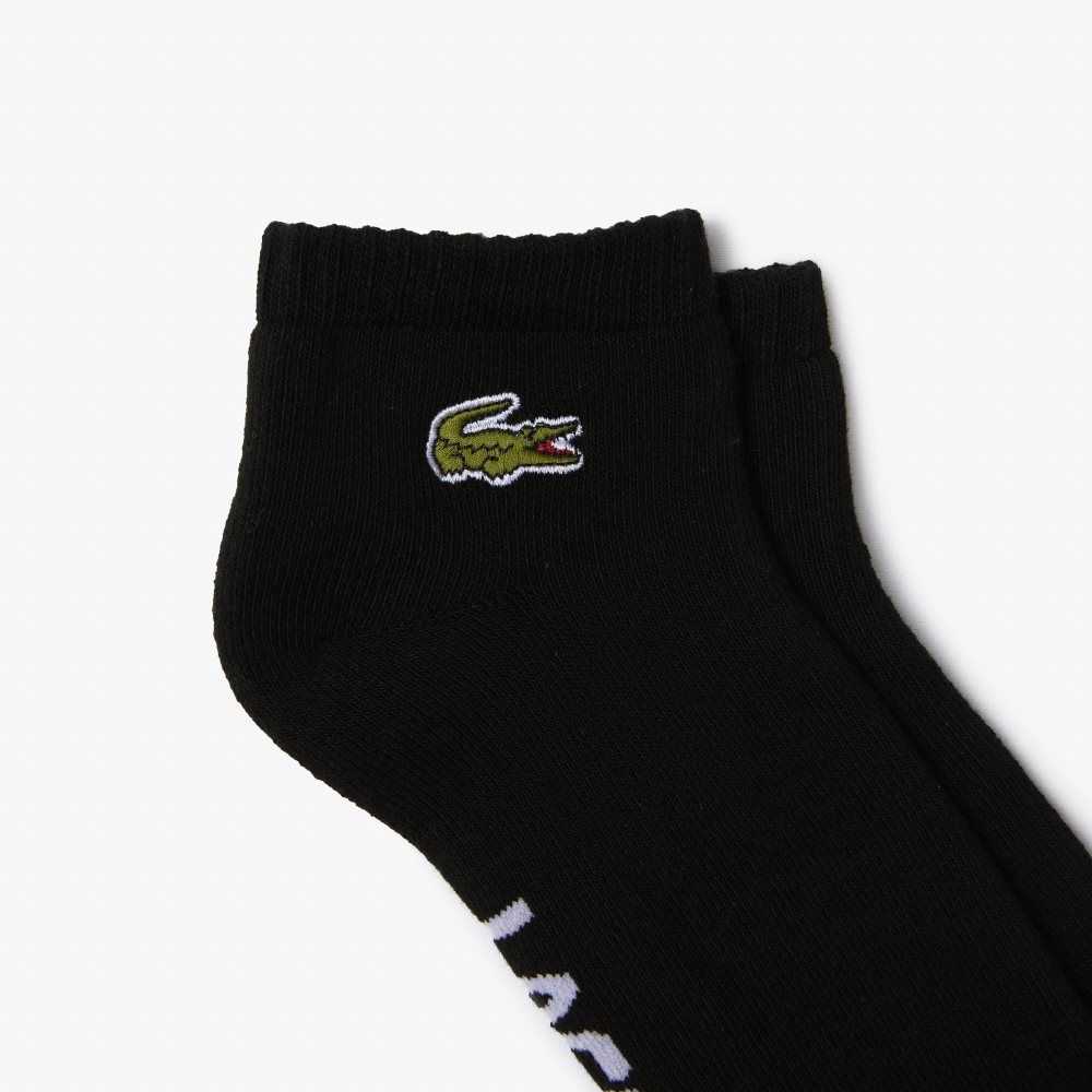 Lacoste SPORT Branded Stretch Algodon Low-Cut Negras Blancas | 1456-YPJSR