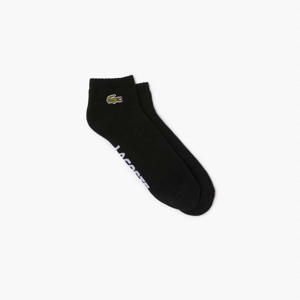 Lacoste SPORT Branded Stretch Algodon Low-Cut Negras Blancas | 1456-YPJSR