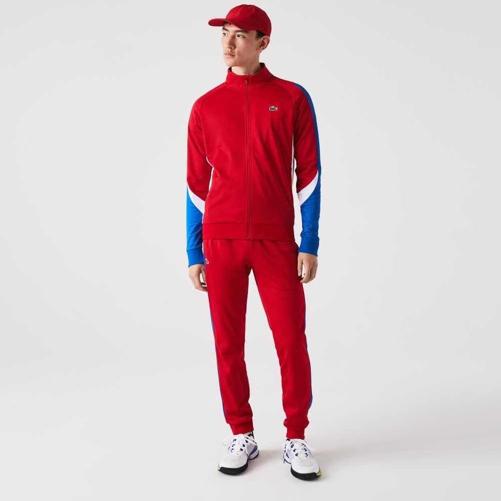 Lacoste SPORT Classic Fit Zip Tenis Rojas Azules Blancas | 8402-GUCNK