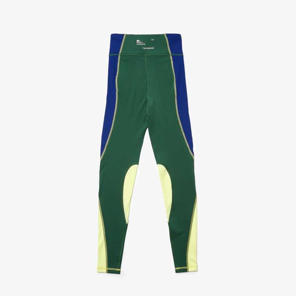 Lacoste SPORT Color-Block Knit Effect Leggings Verde Azules Amarillo | 6572-YVGUT