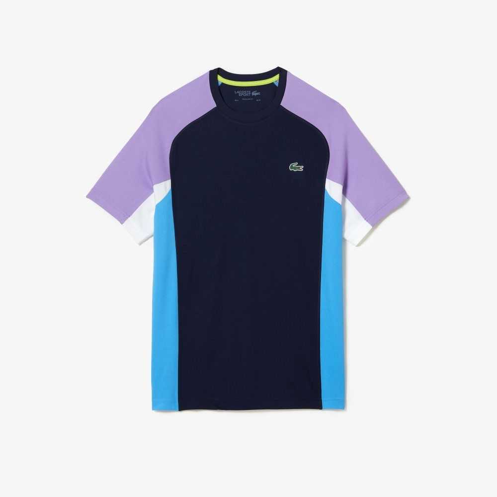 Lacoste SPORT Color-Block Ultra-Dry Pique Tenis Azul Marino Azules Moradas Blancas Azules | 7231-GSWNK