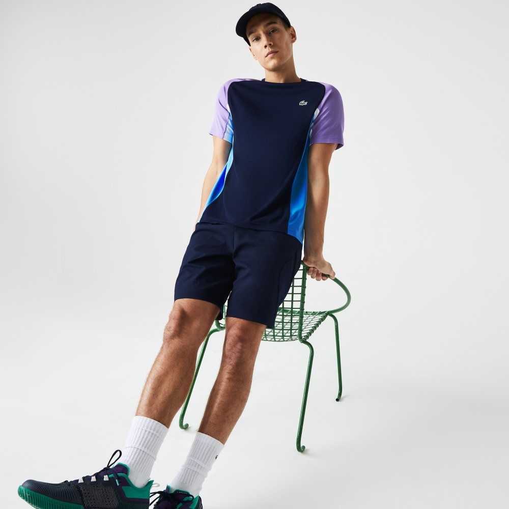 Lacoste SPORT Color-Block Ultra-Dry Pique Tenis Azul Marino Azules Moradas Blancas Azules | 7231-GSWNK