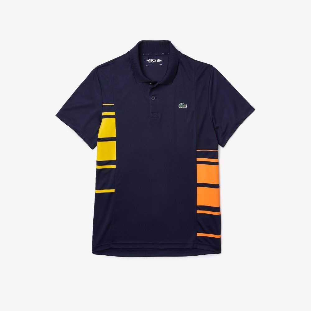 Lacoste SPORT Colorblock Pique And Mesh Azul Marino Azules Amarillo Naranjas Blancas | 6509-LFORA