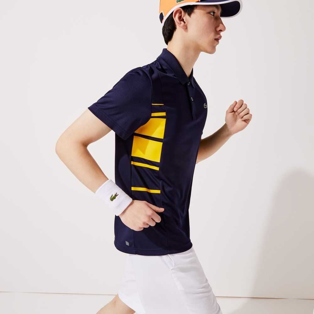 Lacoste SPORT Colorblock Pique And Mesh Azul Marino Azules Amarillo Naranjas Blancas | 6509-LFORA