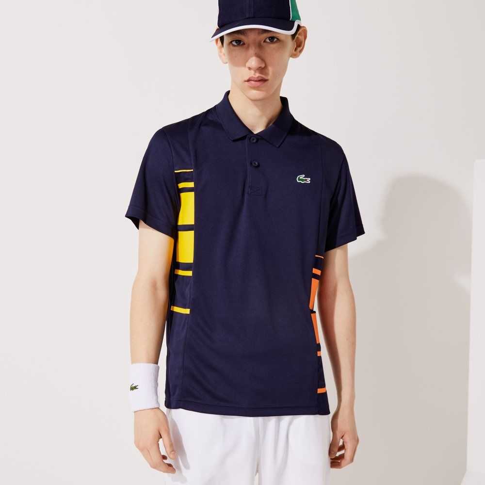 Lacoste SPORT Colorblock Pique And Mesh Azul Marino Azules Amarillo Naranjas Blancas | 6509-LFORA