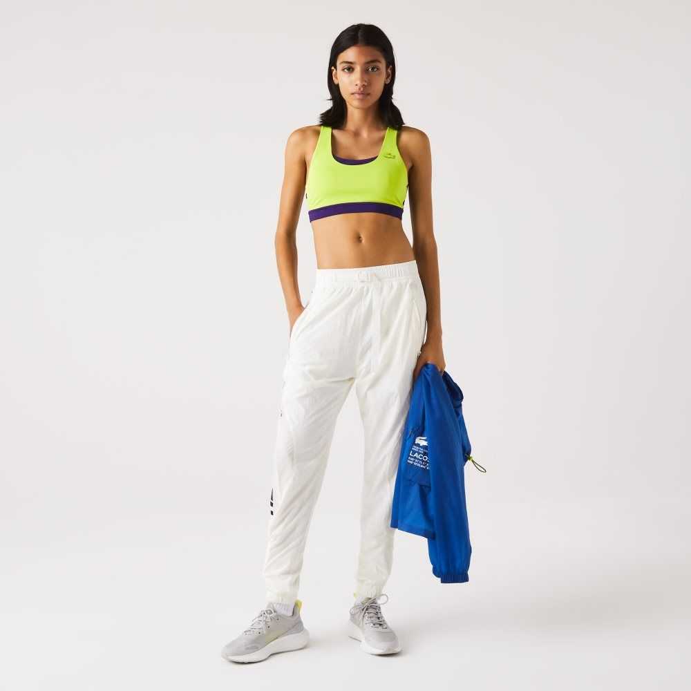 Lacoste SPORT Colorblock Recycled Polyester Sports Bra Amarillo Moradas | 3219-JSUIQ