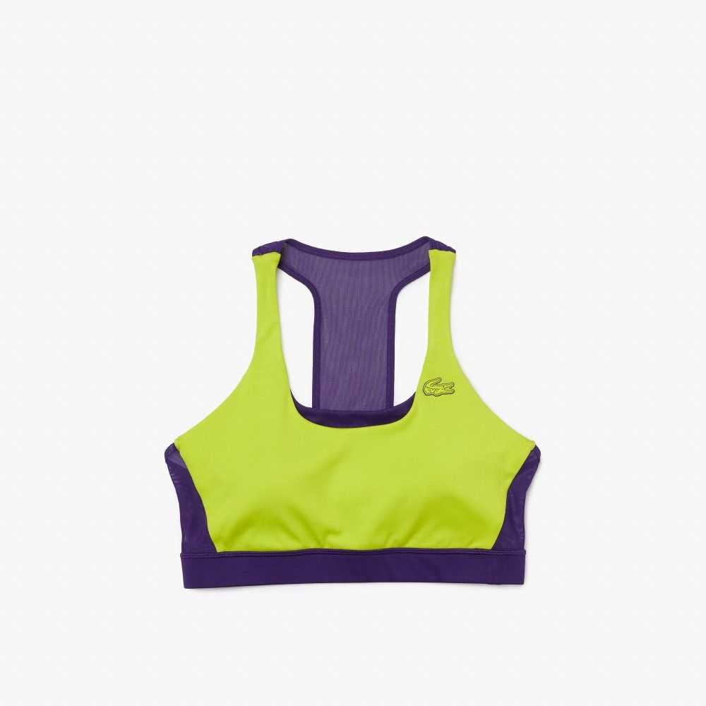 Lacoste SPORT Colorblock Recycled Polyester Sports Bra Amarillo Moradas | 3219-JSUIQ