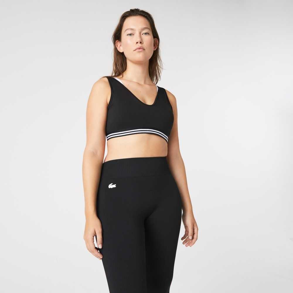 Lacoste SPORT Contrast Accents Sports Bra Negras Blancas Negras | 6597-VDYZF