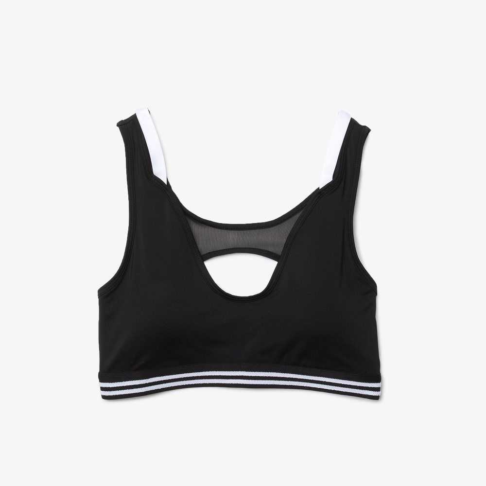 Lacoste SPORT Contrast Accents Sports Bra Negras Blancas Negras | 6597-VDYZF