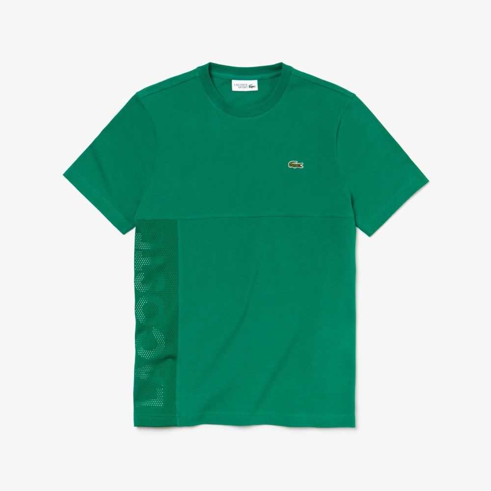 Lacoste SPORT Crew Neck Lettered Ultra Light Algodon Verde Blancas | 9453-YHISF