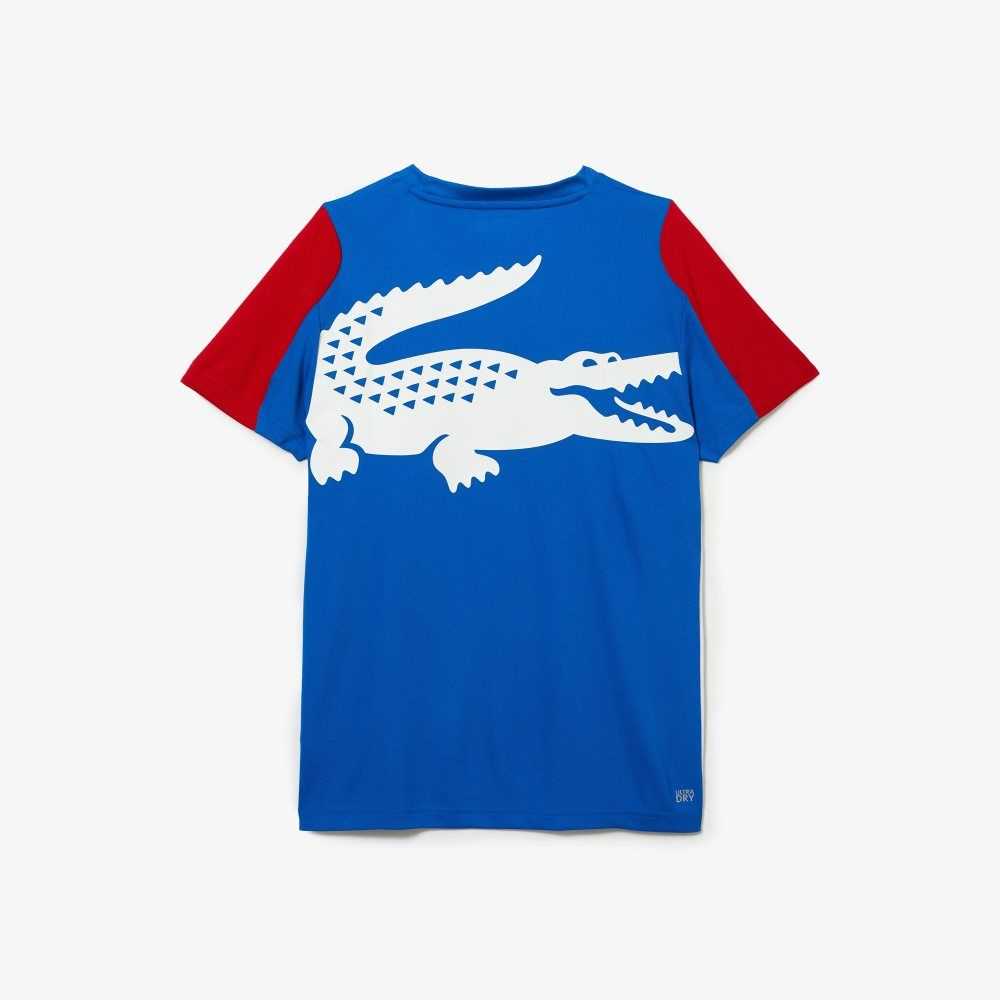 Lacoste SPORT Crocodile Print Tenis Azules Rojas Blancas | 2719-FLJQM