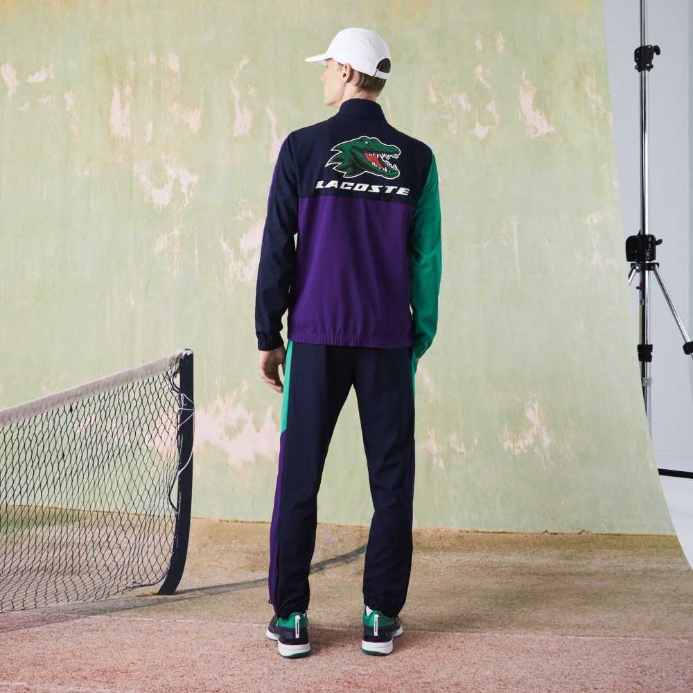 Lacoste SPORT Crocodile Print Tenis Tracksuit Azul Marino Azules Verde Moradas Blancas | 6753-WMQTC