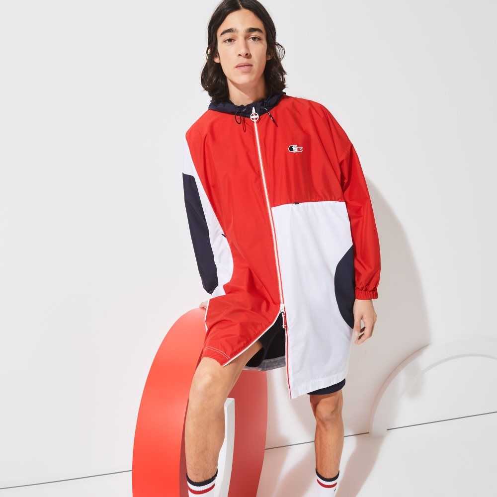 Lacoste SPORT French Sporting Spirit Edition Oversized Raincoat Azul Marino Azules Rojas Blancas | 8103-QVDYH