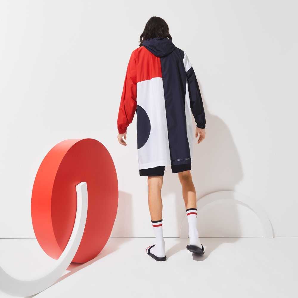 Lacoste SPORT French Sporting Spirit Edition Oversized Raincoat Azul Marino Azules Rojas Blancas | 8103-QVDYH