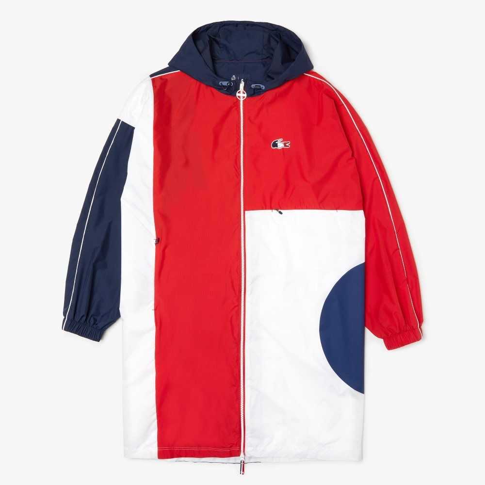 Lacoste SPORT French Sporting Spirit Edition Oversized Raincoat Azul Marino Azules Rojas Blancas | 8103-QVDYH