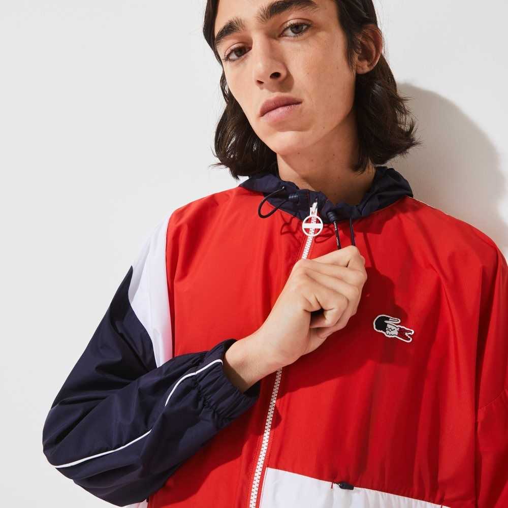 Lacoste SPORT French Sporting Spirit Edition Oversized Raincoat Azul Marino Azules Rojas Blancas | 8103-QVDYH