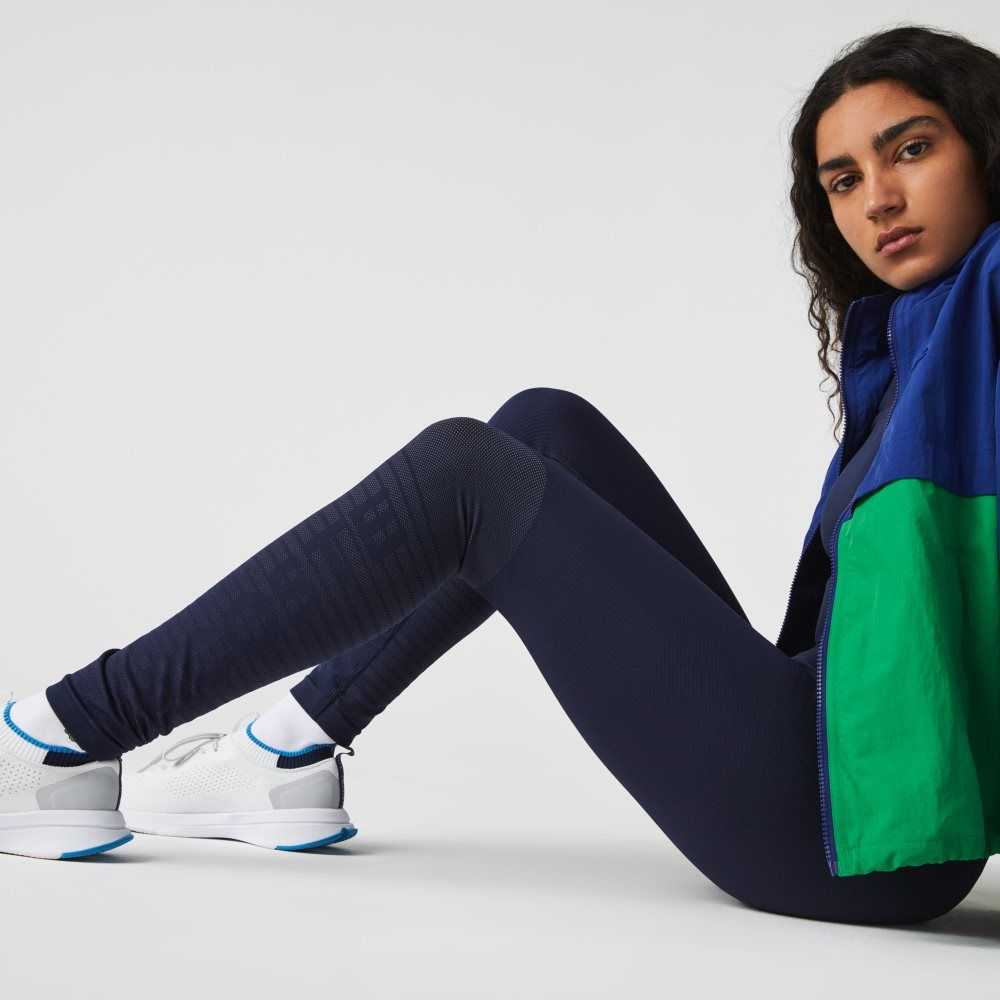 Lacoste SPORT High-Waisted Second-Skin Leggings Azul Marino Azules | 0567-YOHKP