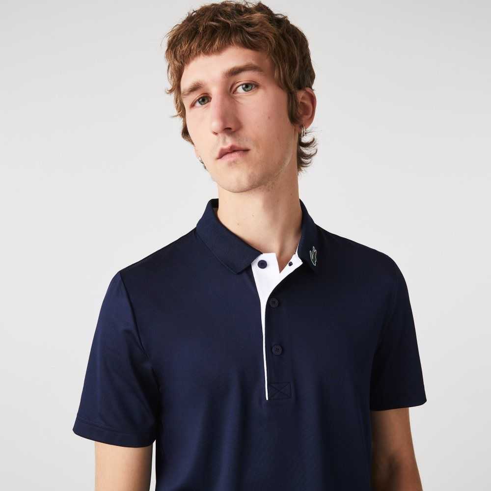 Lacoste SPORT Jersey Golf Azul Marino Azules Blancas | 4695-EKVXH