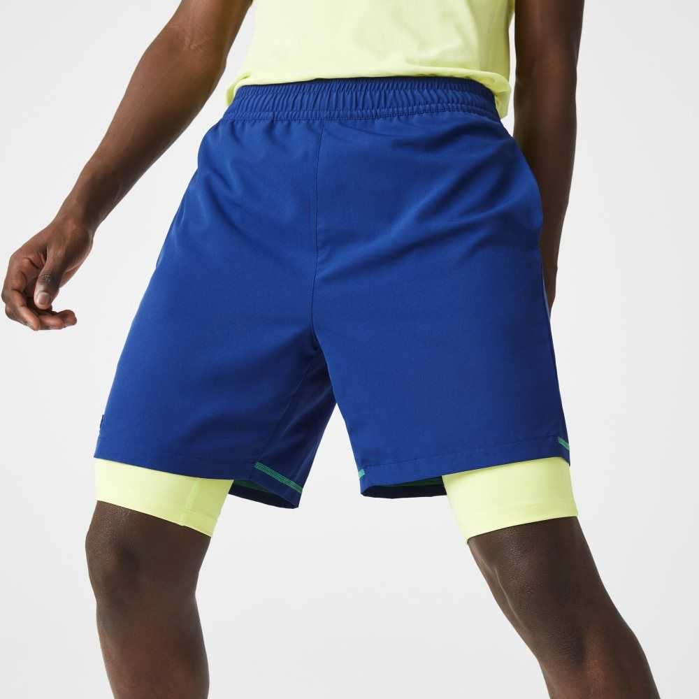 Lacoste SPORT Layered Azules Amarillo Blancas | 0138-PCRXO