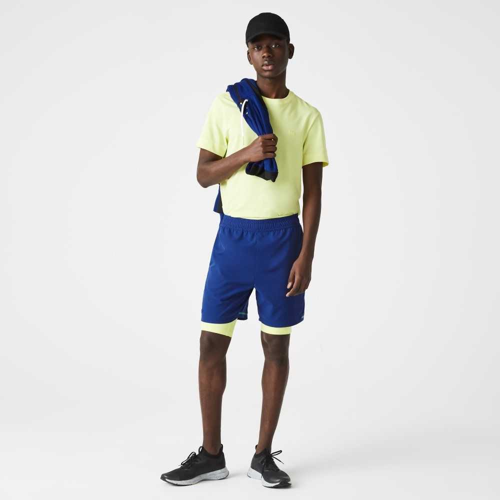 Lacoste SPORT Layered Azules Amarillo Blancas | 0138-PCRXO