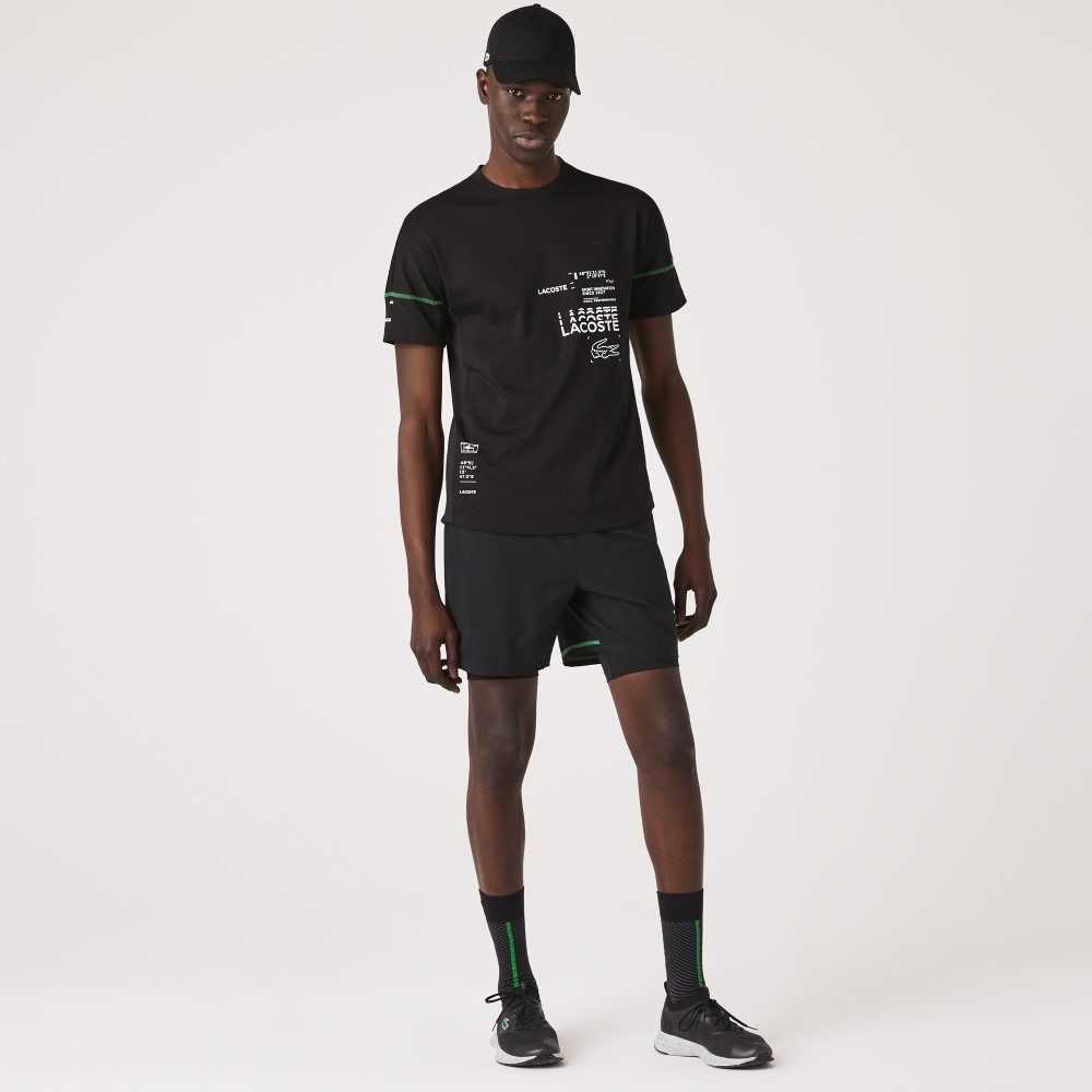 Lacoste SPORT Lettered Technical Algodon Negras Blancas | 1347-OSGDX