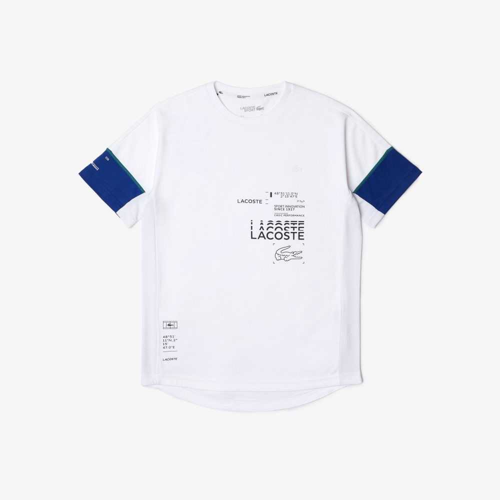 Lacoste SPORT Lettered Technical Algodon Blancas Azules Negras Blancas | 9150-GMVBR