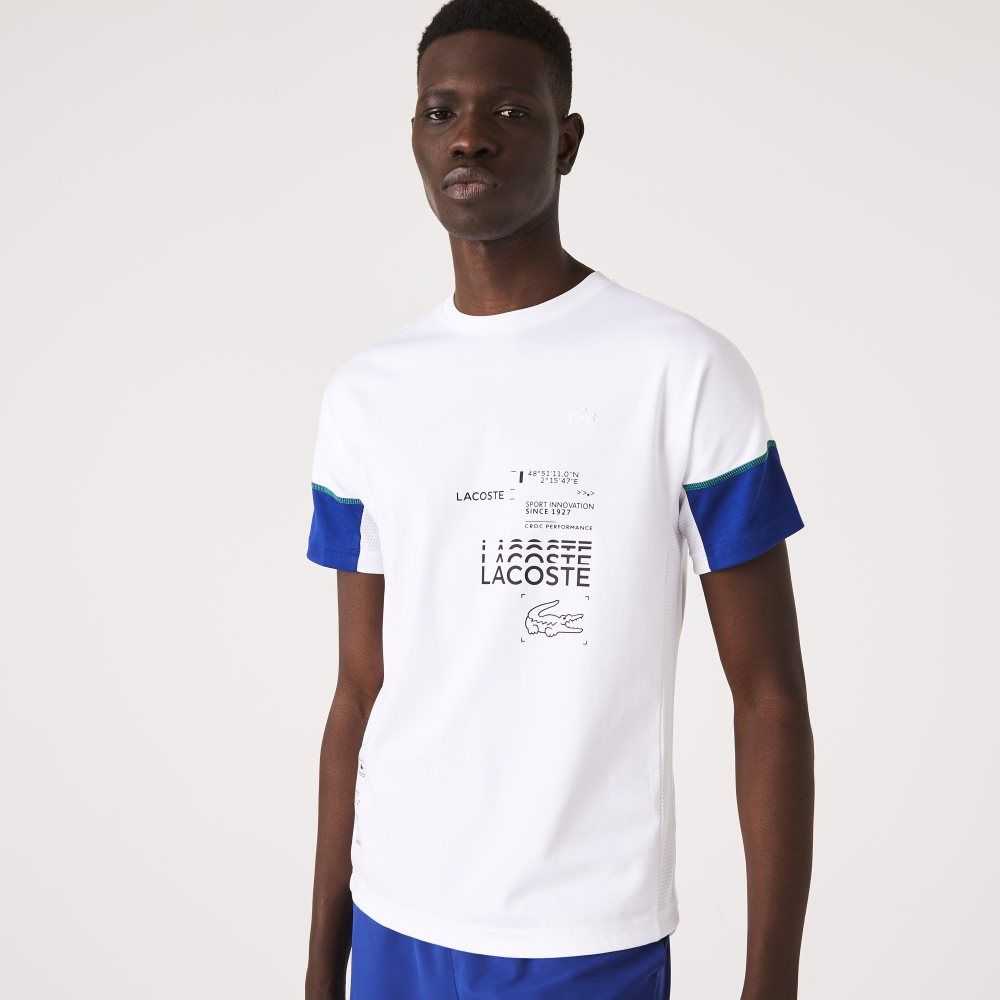 Lacoste SPORT Lettered Technical Algodon Blancas Azules Negras Blancas | 9150-GMVBR