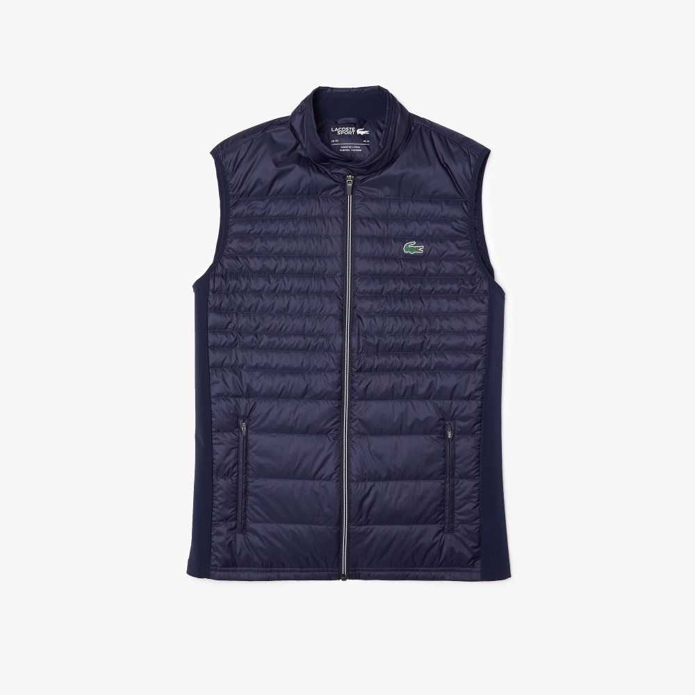 Lacoste SPORT Ligeros Agua-Resistant Acolchado Golf Vest Azul Marino Azules | 3219-VGKIX