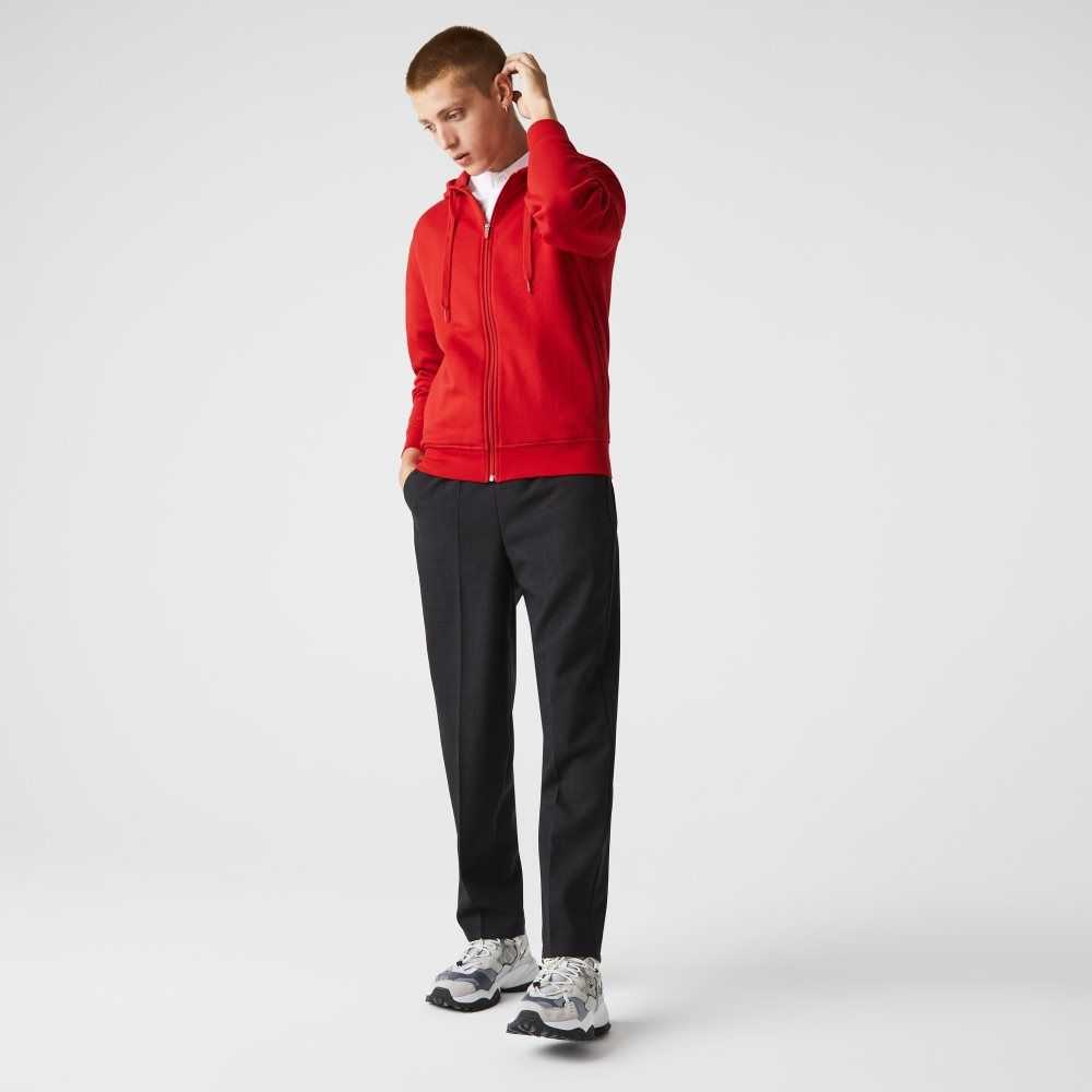 Lacoste SPORT Ligeros Bi-material Hoodie Rojas | 0926-JWMED