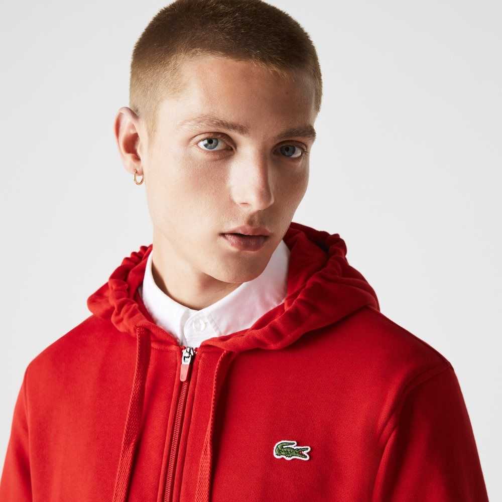 Lacoste SPORT Ligeros Bi-material Hoodie Rojas | 0926-JWMED