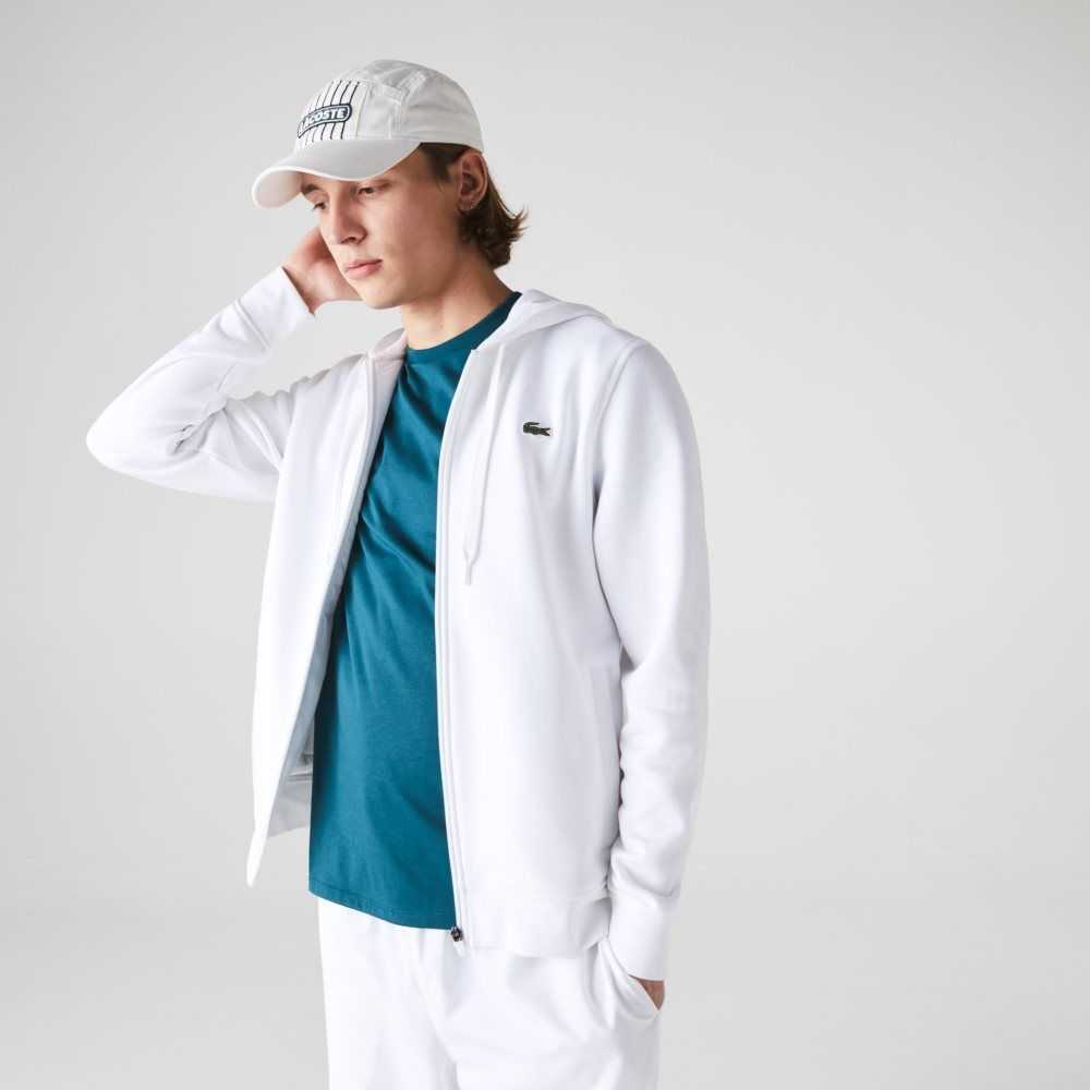 Lacoste SPORT Ligeros Bi-material Hoodie Blancas | 3581-ZMOJF