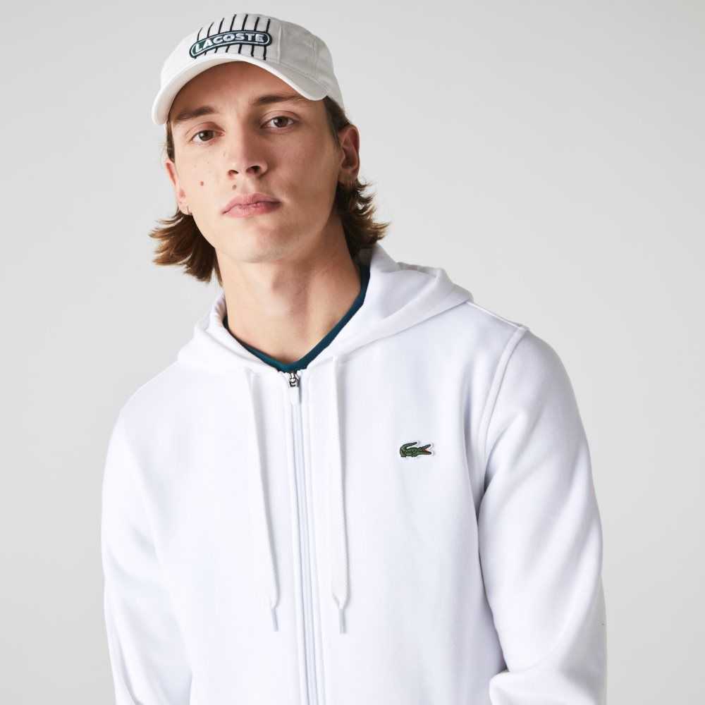 Lacoste SPORT Ligeros Bi-material Hoodie Blancas | 3581-ZMOJF