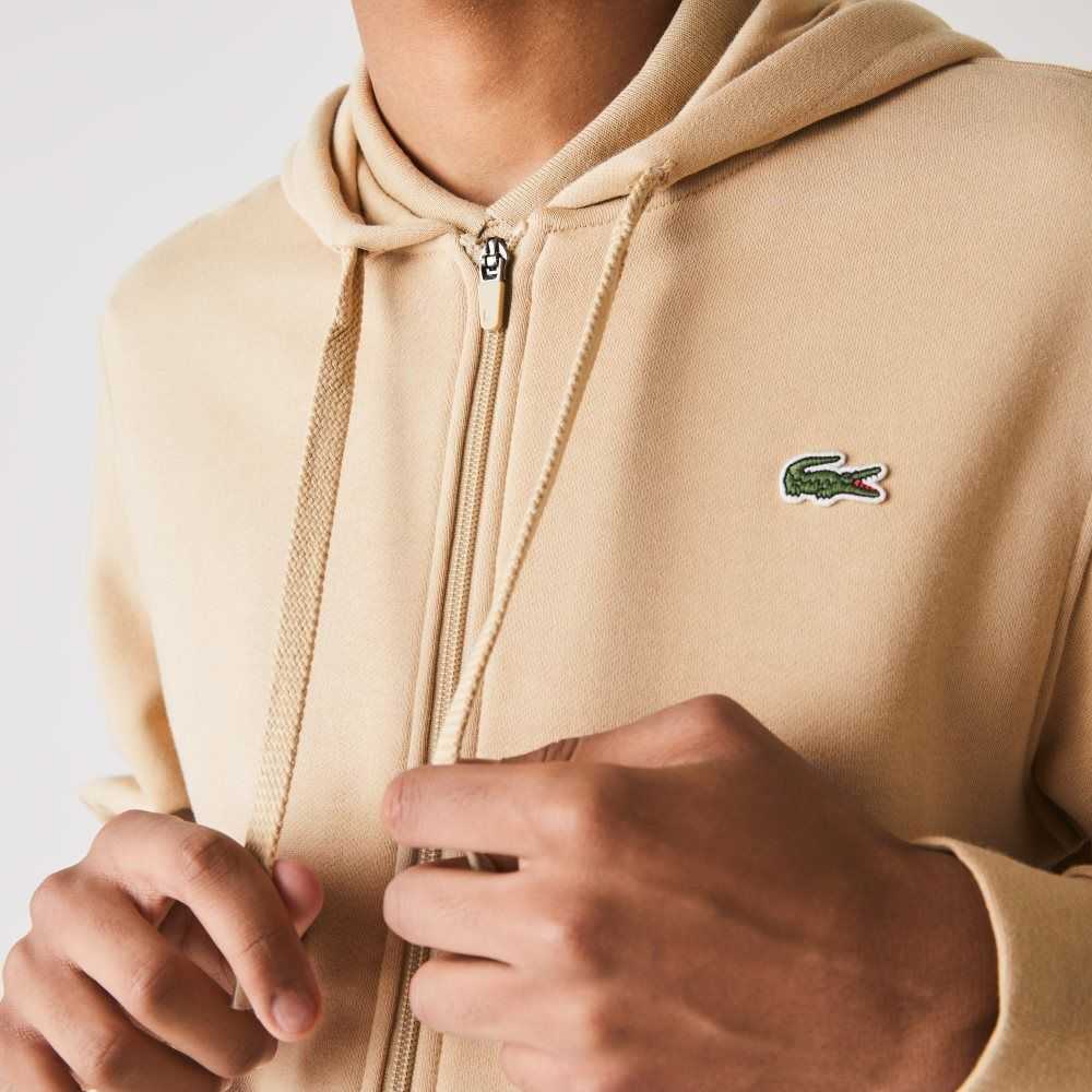 Lacoste SPORT Ligeros Bi-material Hoodie Beige | 9231-NKTMU