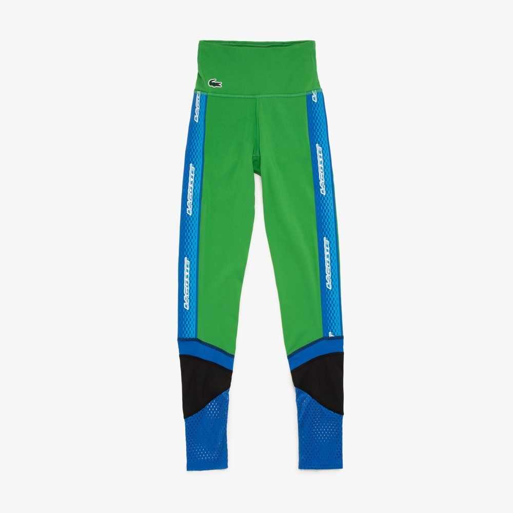 Lacoste SPORT Logo Stripe Leggings Verde Azules Negras | 8634-WMZQB