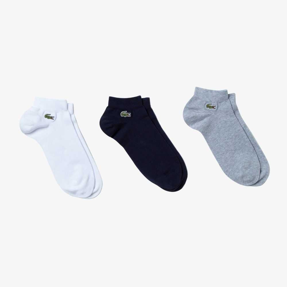 Lacoste SPORT Low-Cut 3-Pack Gris Azul Marino Azules Blancas | 3149-BVMQH