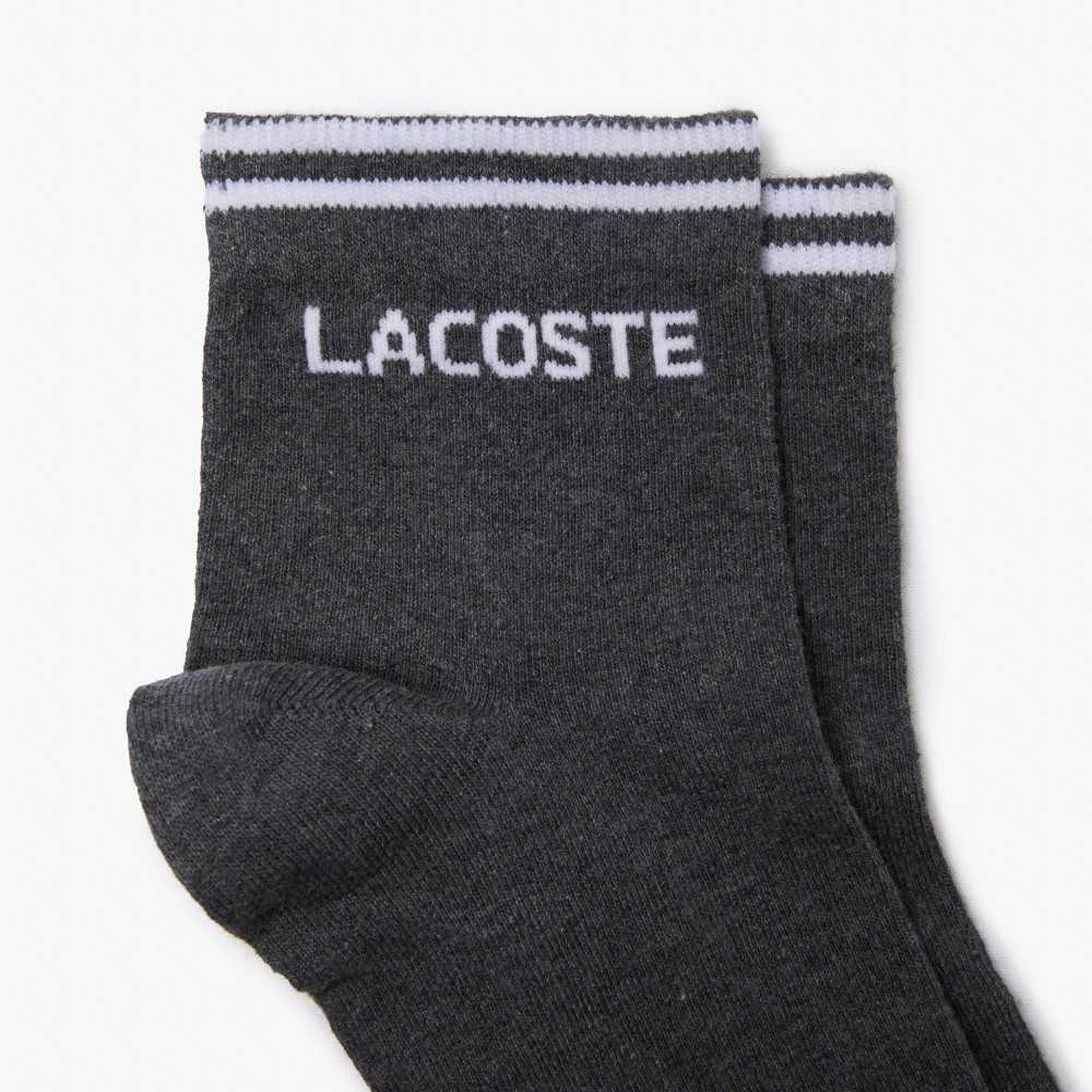 Lacoste SPORT Low-Cut Algodon Sock Two-Pack Gris Blancas | 5209-AFBCE