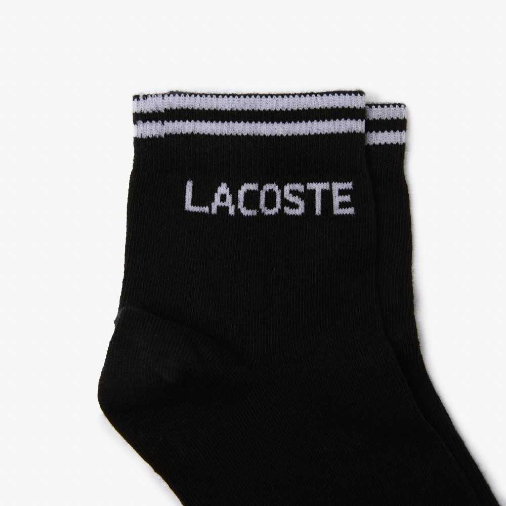 Lacoste SPORT Low-Cut Algodon Sock Two-Pack Negras Blancas | 7623-CEXQM