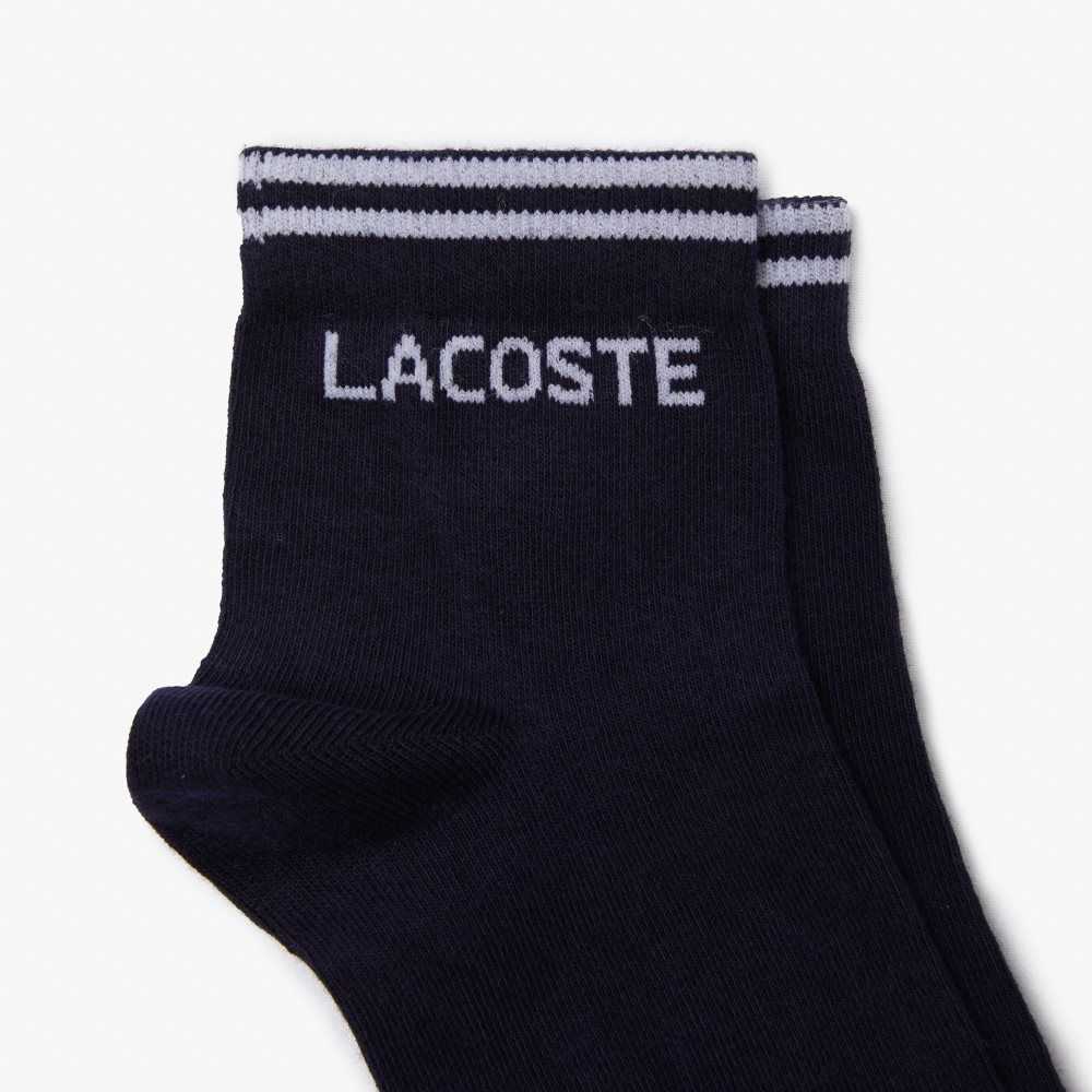 Lacoste SPORT Low-Cut Algodon Sock Two-Pack Azul Marino Azules Blancas | 9154-HEALG