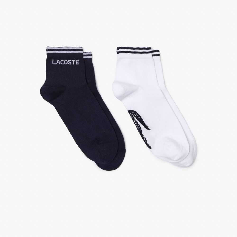 Lacoste SPORT Low-Cut Algodon Sock Two-Pack Azul Marino Azules Blancas | 9154-HEALG