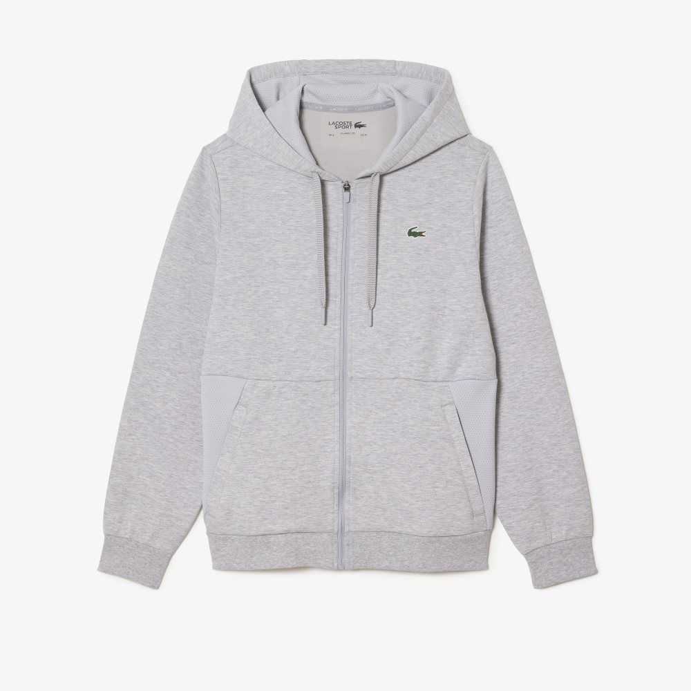 Lacoste SPORT Mesh Panels Hoodie Gris Gris Claro | 2190-PSHXM