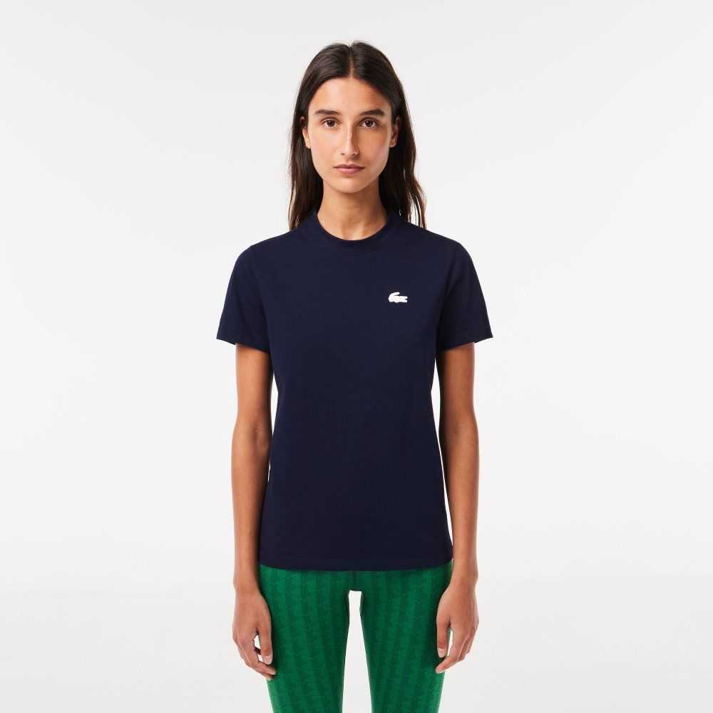 Lacoste SPORT Organic Algodon Jersey T-Shirt Azul Marino Azules | 0947-RDWGZ